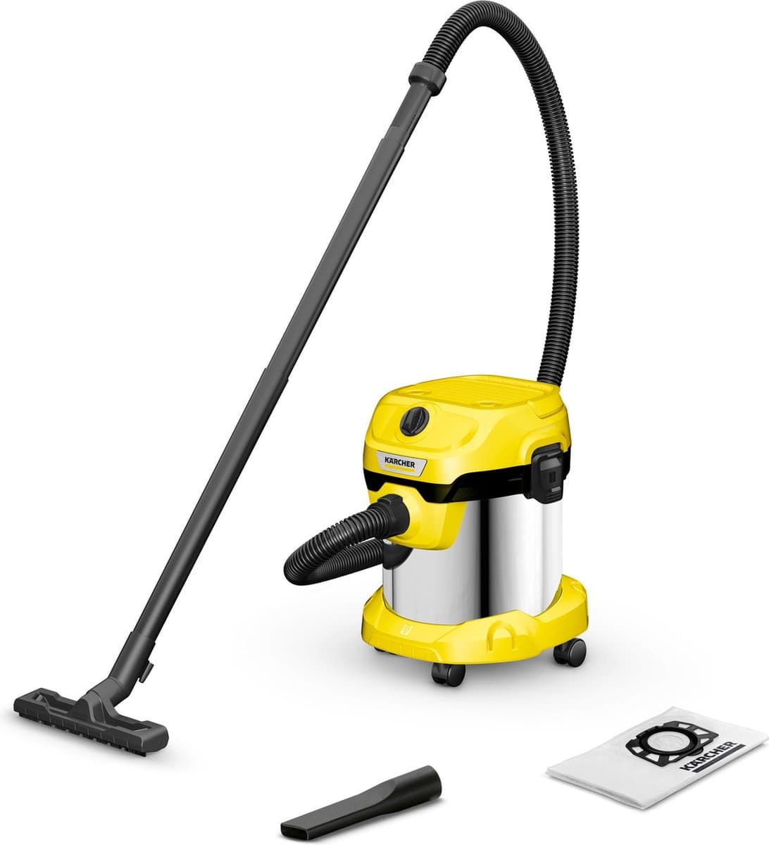 Kärcher WD 2 Plus S V-15/4/18 nat- en droogzuiger - 1000W - RVS vuilreservoir 15L - stroomkabel 4m — afbeelding 1