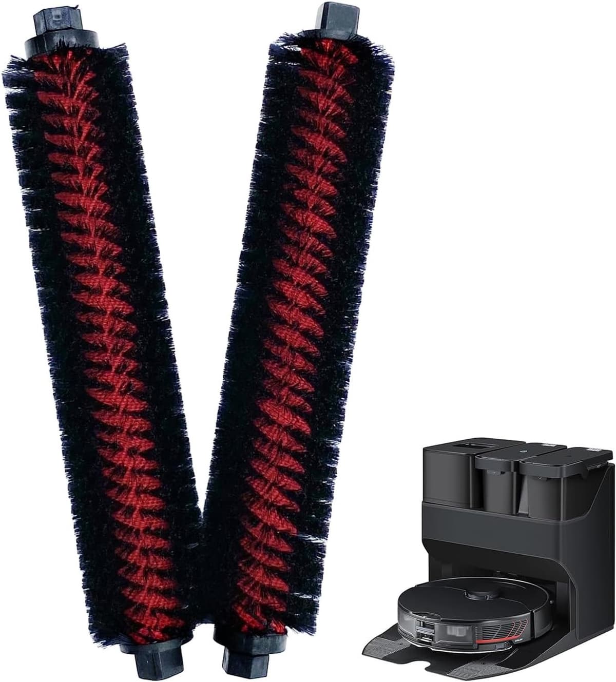 2 stuks Geschikt voor Roborock S7 MaxV Ultra/S7 Pro Ultra/S8 Pro Ultra/G10S - Reinigingsborstel - krachtige, verwijderbare, gemakkelijk schoon te maken--zwart — afbeelding 1