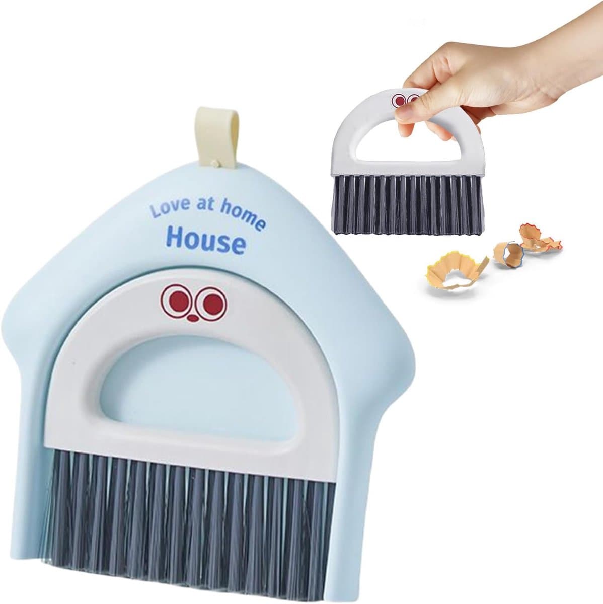 Bezem Stofblik Set - Mini Stoffer - Bureau Reinigen - Ruimtebesparend Ontwerp - 18.5x17cm - Geel — afbeelding 1