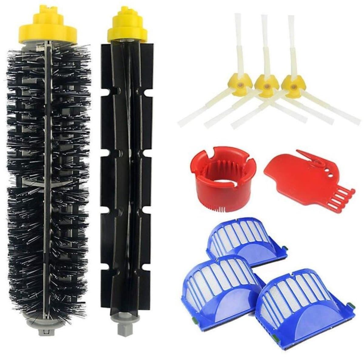 Voor iRobot Roomba 500/600 serie stofzuigers zijn de volgende onderdelen en accessoires compatibel: 676, 606, 605, 671, 698, 692, 675, 697, 694, 595, 585, enz., waaronder 1 roterend wiel, 1 borstel, 3 zijborstels en 3 filters. — afbeelding 1