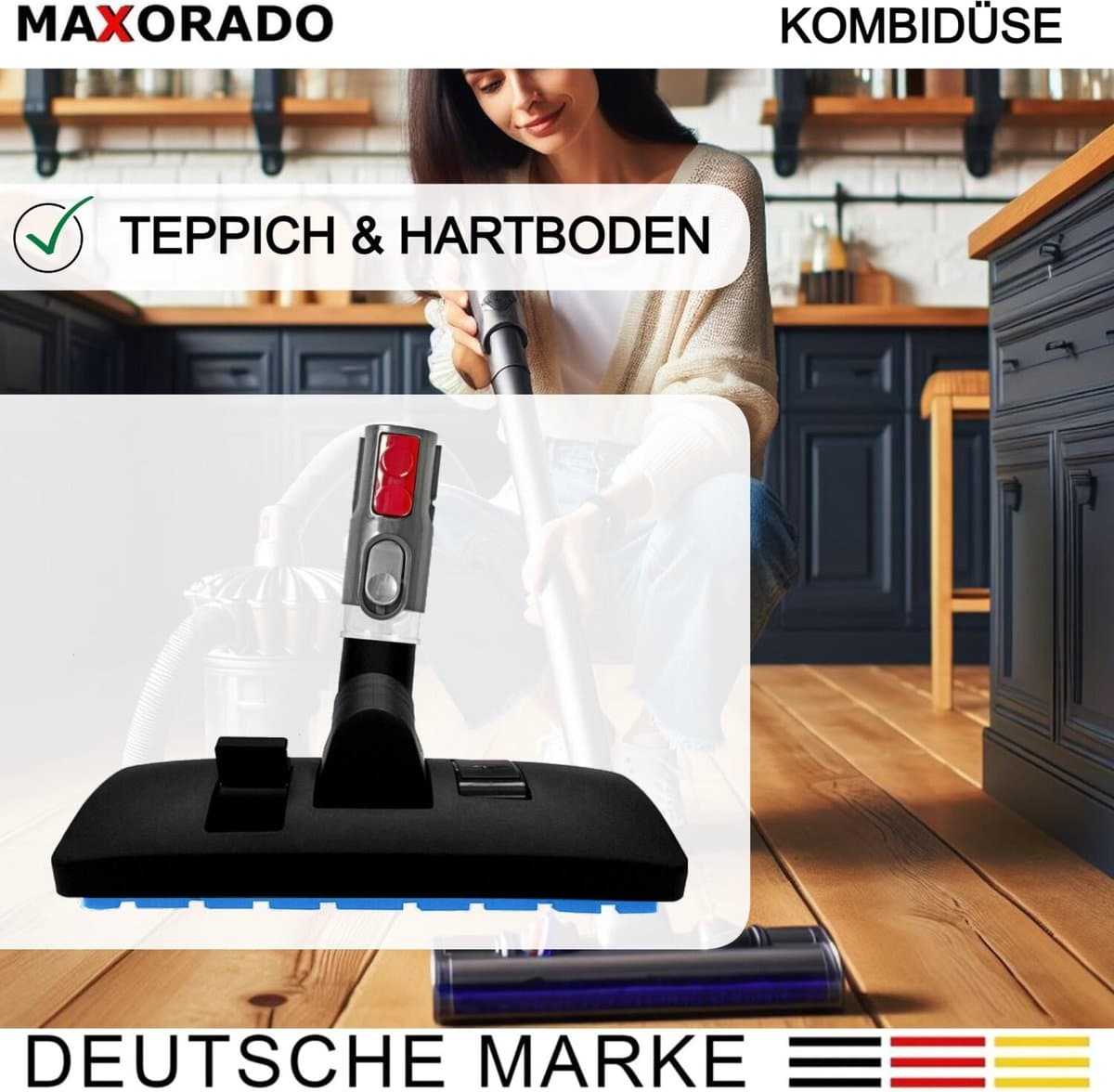 Maxorado Combimondstuk geschikt voor Hompany, SmartVac, 11, V15A - vloerzuigmond voor uw accu stofzuiger – borstel — afbeelding 1