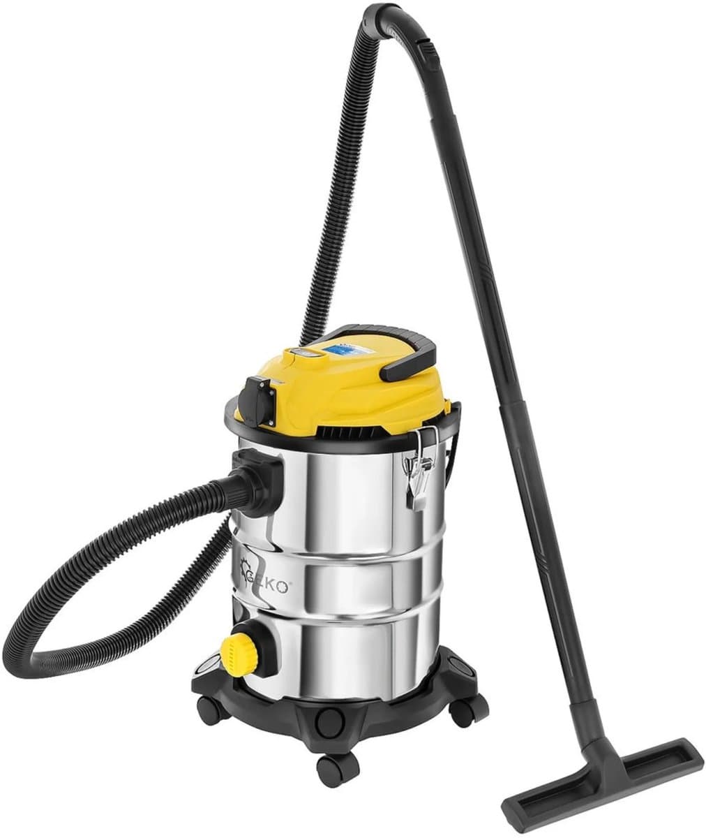 GEKO Stofzuiger nat en droog - 25L - roestvrij staal - met stopcontact en accessoires — afbeelding 1