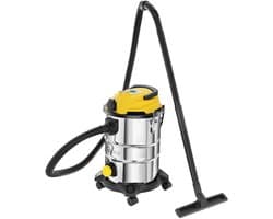 GEKO Stofzuiger nat en droog - 25L - roestvrij staal - met stopcontact en accessoires