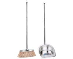 Bezem met Stoffer - Stoffer en Blik - Binnen Veegwerk - Roestvrijstalen Stoffer - 35.4 Inch Steel - Zilver