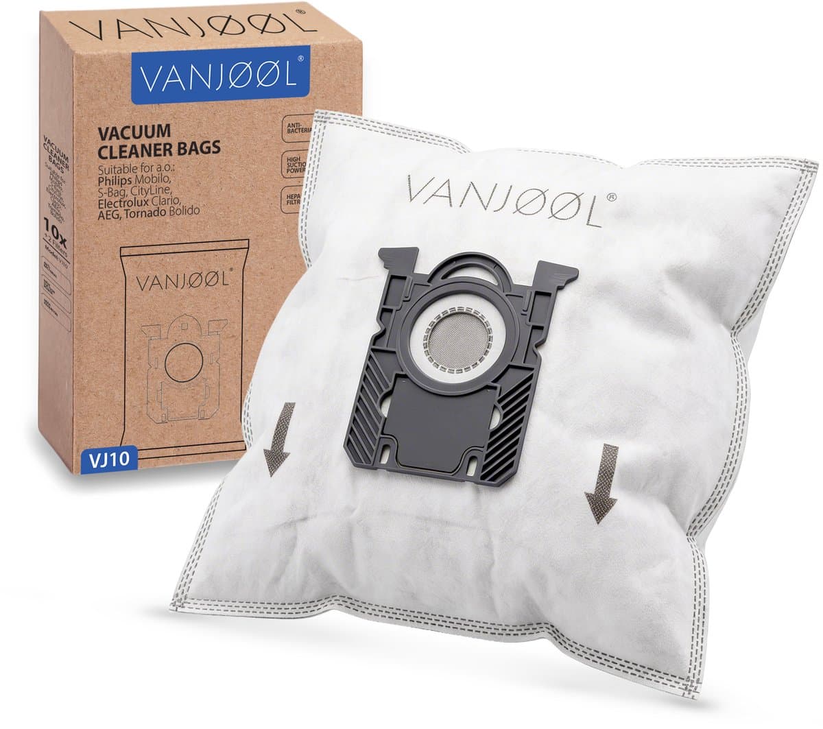 VANJOOL® S-bag Stofzuigerzakken – Geschikt voor Philips, AEG, Electrolux, Tornado, Zanussi PH99 en Volta – 10x Stofzuigerzak – Sterke Filtratie & Lekvrij Design — afbeelding 1