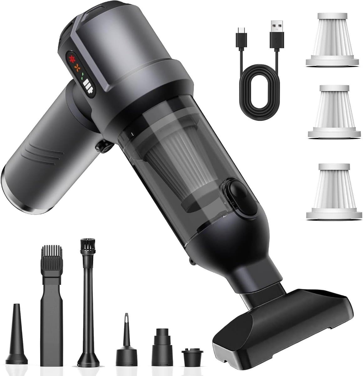 Draadloze Handstofzuiger - Draagbare Stofzuiger - Auto Huis Reinigen - 4-in-1 Multifunctioneel - 25000 Pa - Grijs — afbeelding 1