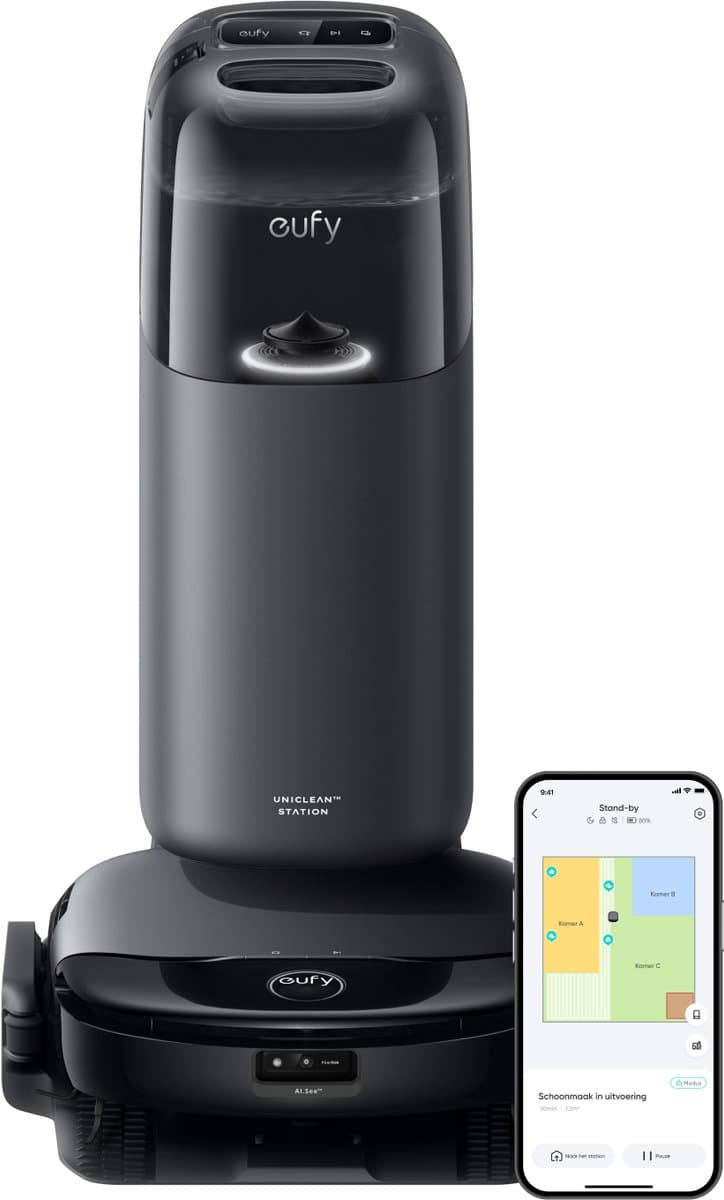 eufy Clean S1 HydroJet Robot Stofzuiger met Moppfunctie - All-in-one Station - Revolutionair Reinigingssysteem - Altijd Schone Mop - Auto Lift Mop - Slimme Obstakeldetectie - Voor Huisdierharen. — afbeelding 1