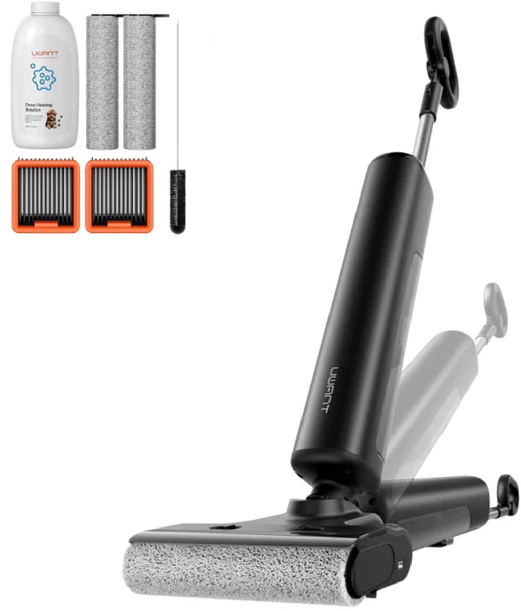 UWANT D600 draadloze nat- en droogzuiger met PushDock zelfreinigende basis, 23.000 Pa zuigkracht, RGB 4D-borstelsterilisatie, 100°C warm water en warme lucht drogen, IPX6 waterdichte roller, rand-tot-rand vloerreiniging — afbeelding 1