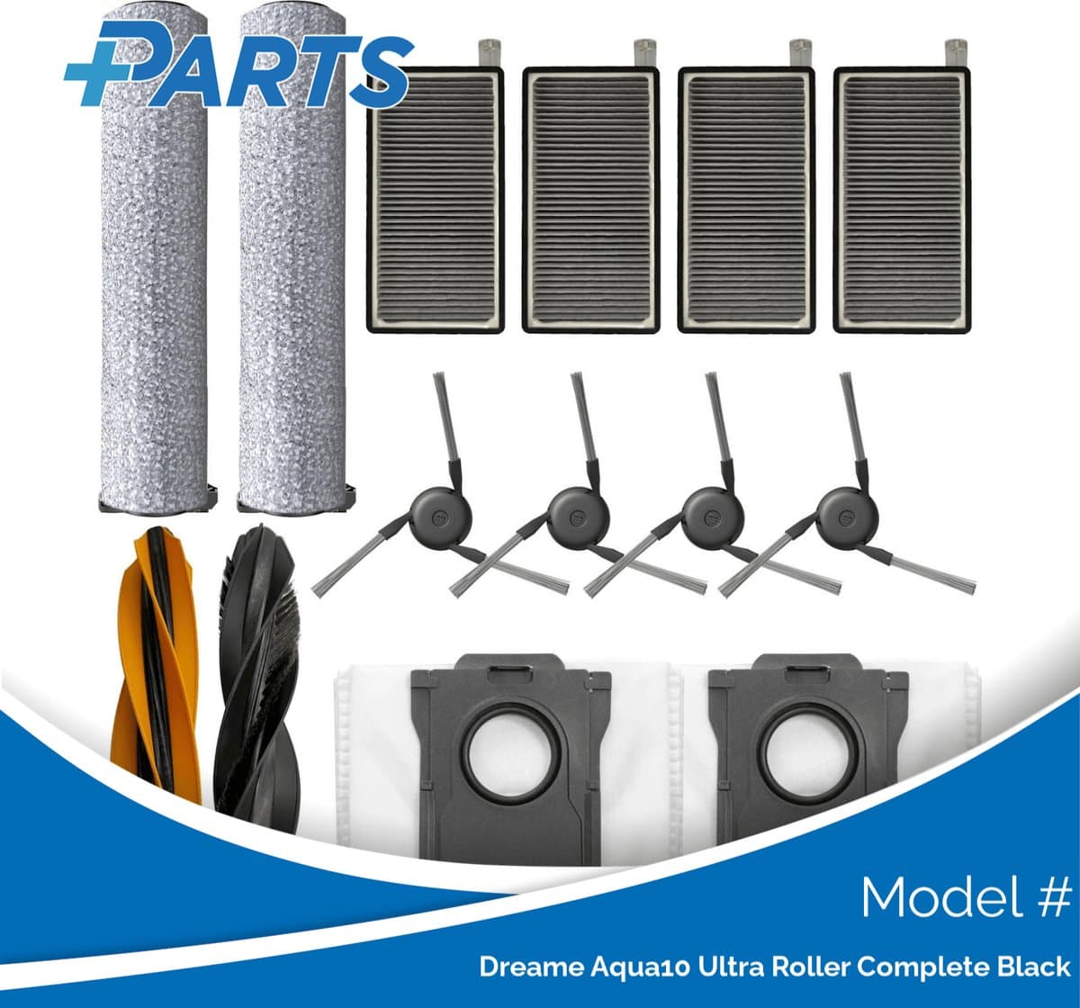 Dreame Aqua10 Ultra Roller Complete Black Onderhoudsset (Plus.Parts® alternatief voor RAK67 / RAK70) — afbeelding 1