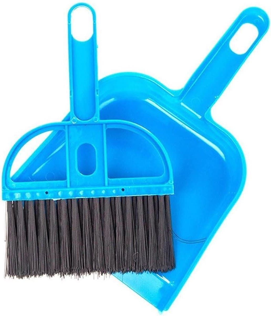Bezem Stofpan Set - Reinigingsset - Kleine ruimtes schoonmaken - 2-in-1 combinatie - Mini formaat - Blauw — afbeelding 1