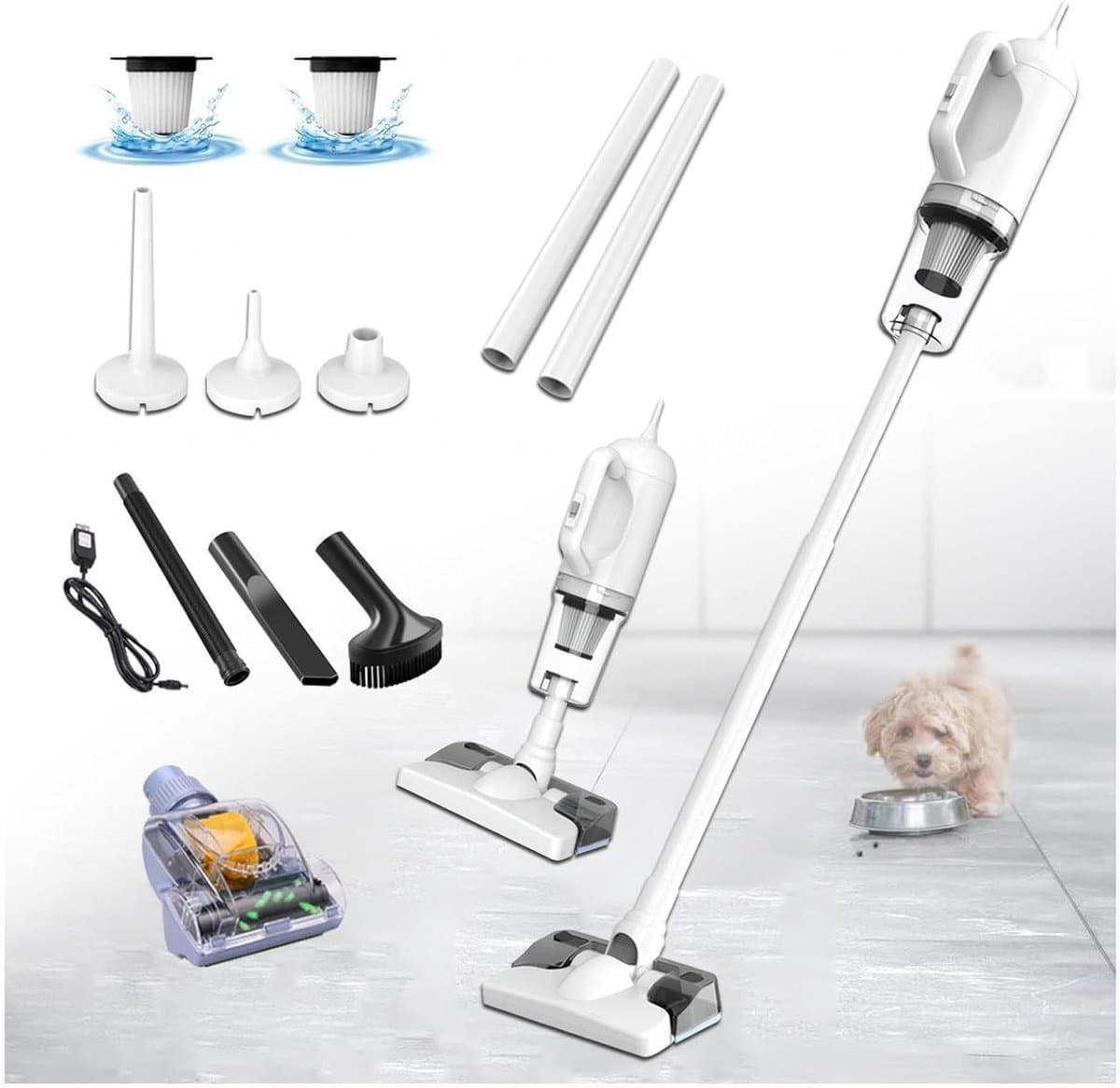 Steelstofzuiger met Dweilfunctie - Draadloze Schoonmaker - Vloeren Reinigen - 2-in-1 Nat-Droog - 200 ml - Grijs — afbeelding 1