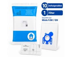 Kleanburg® - Stofzuigerzakken Miele GN 3-D - Classic C1, Complete C2, Complete C3, Cat and Dog - 10 Stofzuigerzakken en 1 Filter