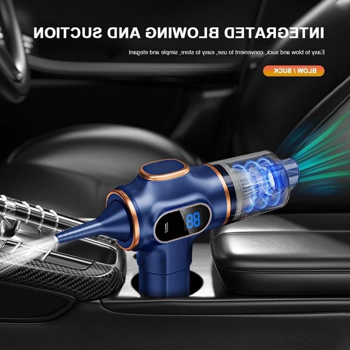 Draadloze Auto Stofzuiger - Kruimelzuiger Mini - Auto Interieur Reinigen - Sterke Zuigkracht - 500 Gram - Donkerblauw — afbeelding 1