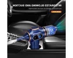 Draadloze Auto Stofzuiger - Kruimelzuiger Mini - Auto Interieur Reinigen - Sterke Zuigkracht - 500 Gram - Donkerblauw