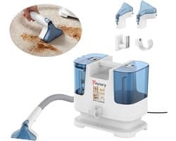 Vlekkenreiniger, draagbare tapijt- en bankreiniger met dubbele watertank, 2 borstels, krachtige zuigkracht voor tapijt, bank, matras en stoffen bekleding