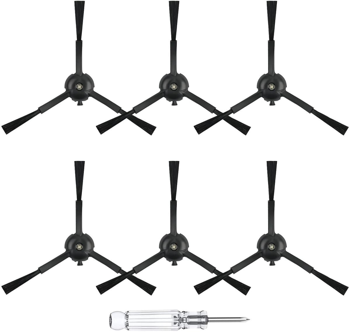 Zijborstels voor robotstofzuiger - 6 stuks - Zwart — afbeelding 1
