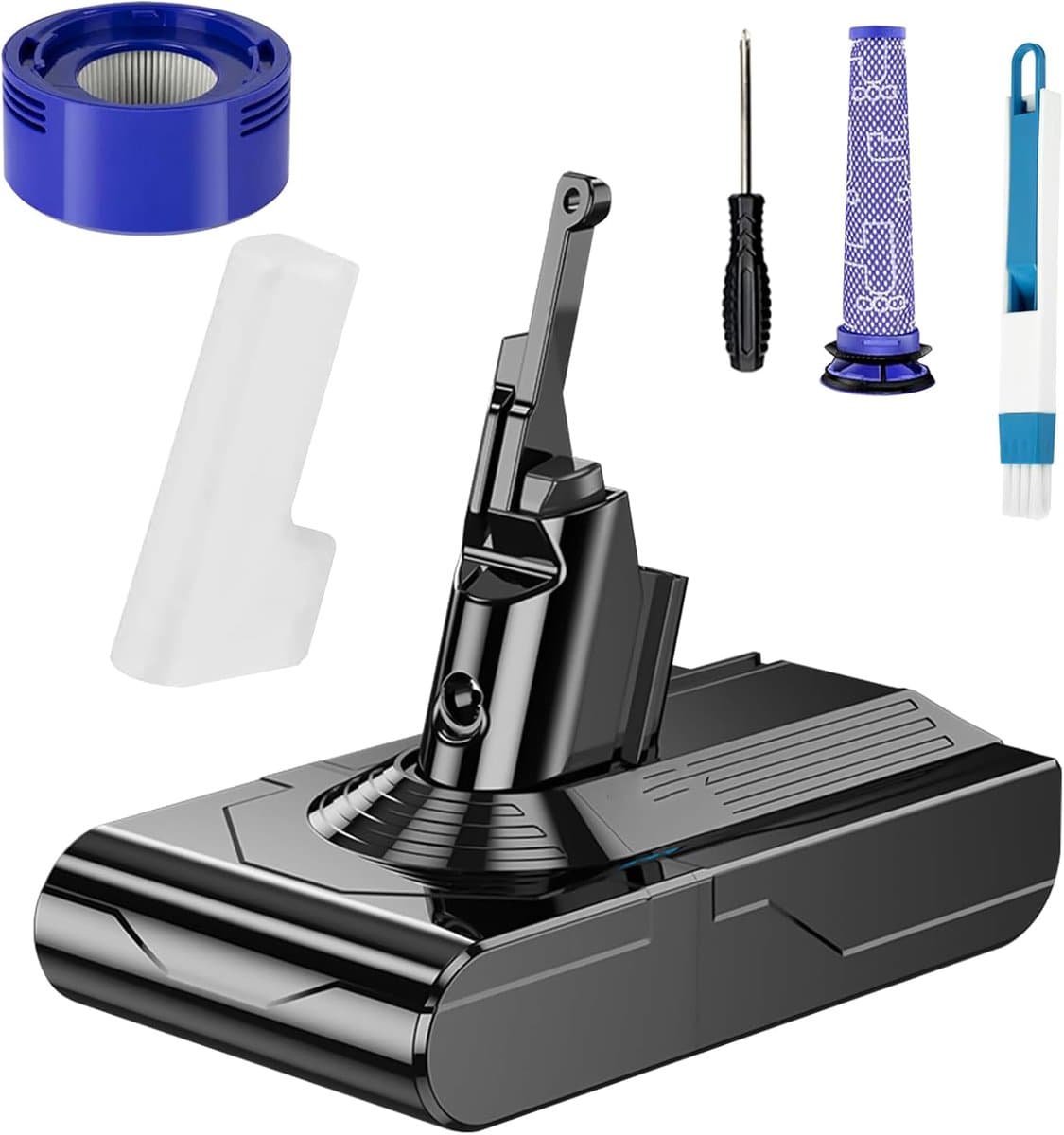 Vervangende Accu Voor Dyson V8 SV10 – 6000 mAh En 21,6V – Inclusief 2 Filters En Borstel – Extra Lange Gebruiksduur – Ideaal Kerstcadeau Voor Draadloze Handstofzuiger — afbeelding 1