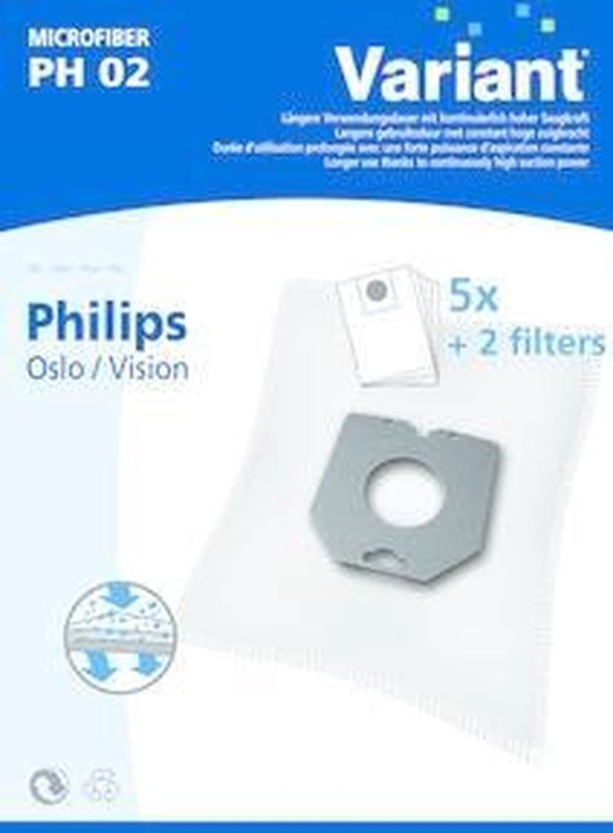Philips Oslo / Vision microfiber stofzuigerzakken 5 stuks + filter — afbeelding 1