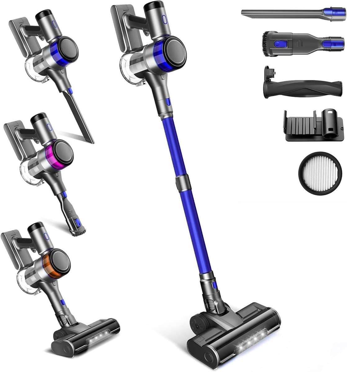 Draadloze Stofzuiger - Steelstofzuiger Elektrische Bezems - Snel Huis Schoonmaken - 4 Snelheden - 1 Liter - Blauw — afbeelding 1