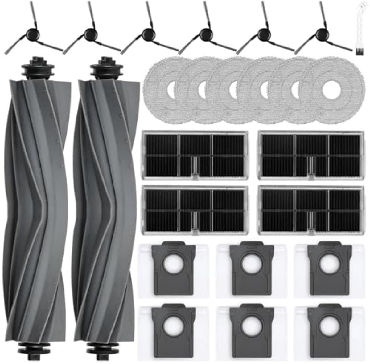 PromoHome 25-delige accessoireset voor Mova E40 Ultra robotstofzuiger - 2 hoofdborstels, 6 wisdoeken, 6 stofzakken, 6 zijborstels, 4 HEPA-filters, 1 reinigingsborstel, 1 schroevendraaier — afbeelding 1