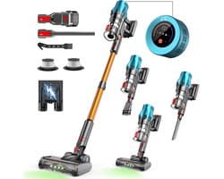 Kruimelzuiger Draadloos Met Afneembare Accu - 45kPa Zuigkracht - Borstelloos Motor - HEPA Filter - Rolborstel - Lichtgewicht 3.5 kg