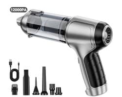 Draadloze Handstofzuiger Voor De Auto - Draagbare Oplaadbare Mini Autostoofzuiger - Zwart - 7 Opzetstukken - 12000Pa