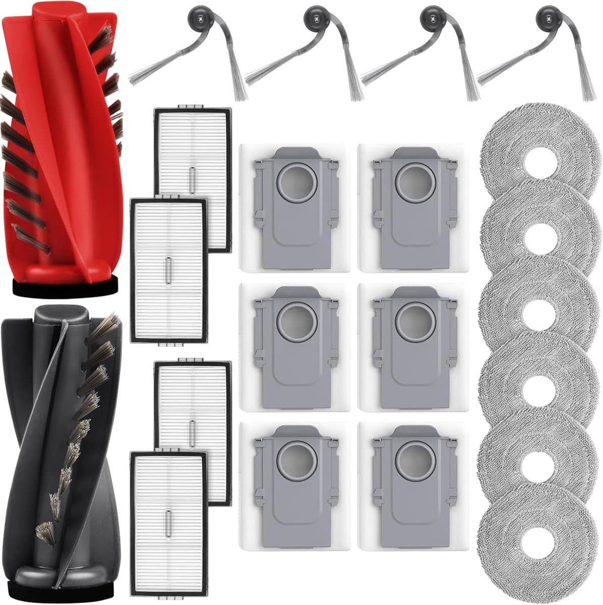 22 Stuks accessoires geschikt voor Roborock Saros 10R/P20 Ultra/P20 Plus/P20 Ultra Plus/G20S Ultra/G30 U robotstofzuiger - 2 hoofdborstels, 6 stofzakken, 6 dweilpads, 4 HEPA-filters, 4 zijborstels — afbeelding 1