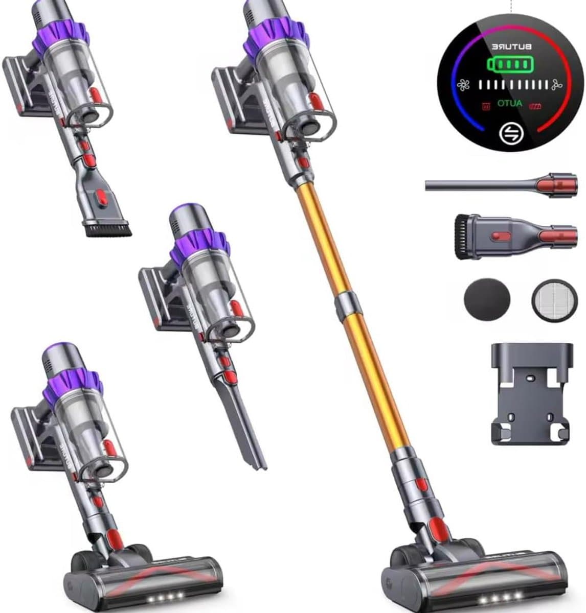 Draadloze Stofzuiger - Steelstofzuiger Bezem - Krachtig Reinigen - Intelligent Display - 60 Min Looptijd - Goud — afbeelding 1