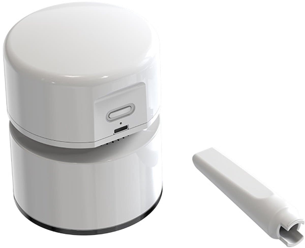 Mini tafelstofzuiger USB oplaadbaar, 360° draaibaar, 120 minuten gebruiksduur met automatische uitschakeling, compacte bureaustofzuiger voor school kantoor thuis, Wit — afbeelding 1