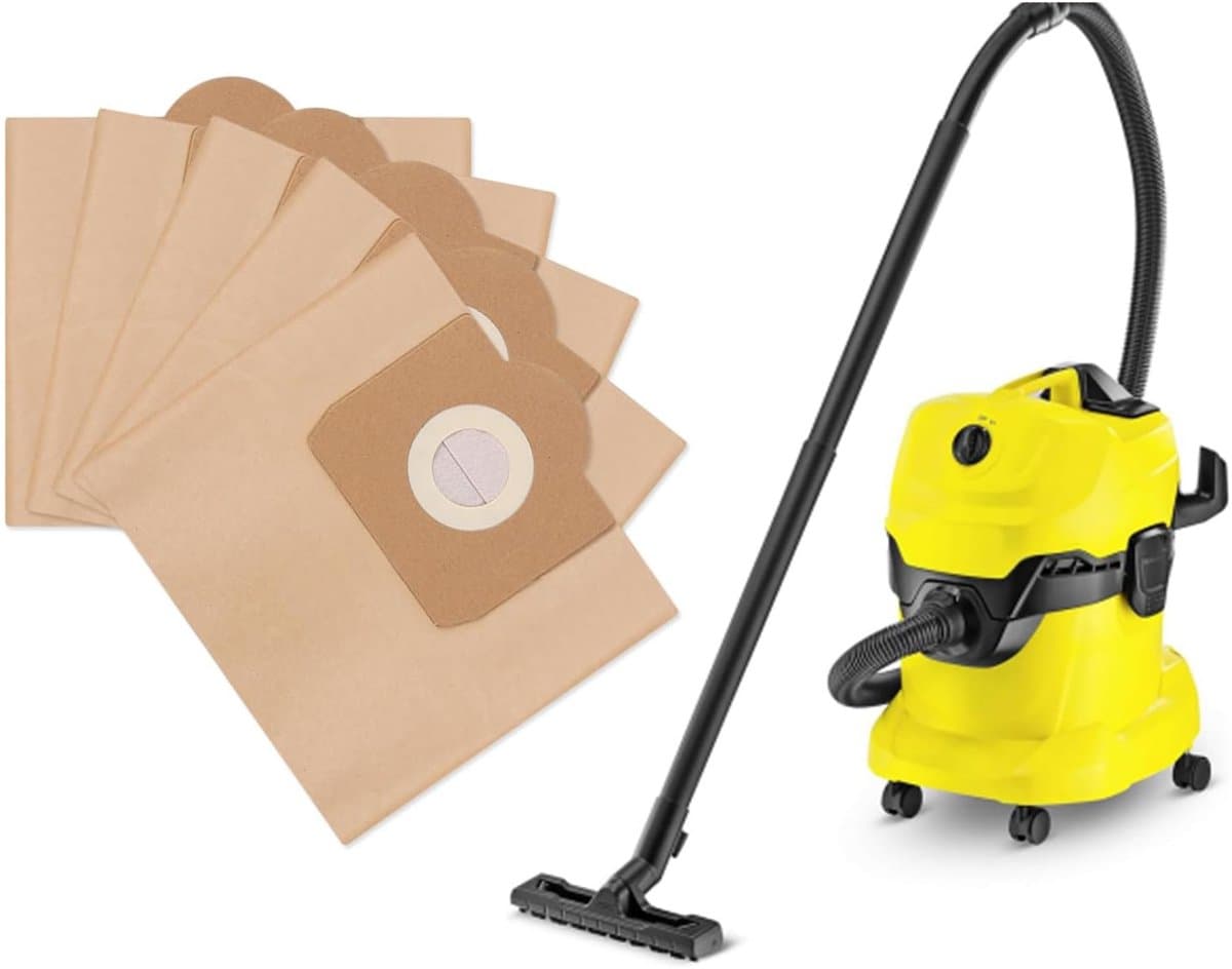10 Papieren stofzakken - Stofzuigerzakken - Vervangende verpakking voor nat- en droogzuigers - Geschikt voor Kärcher WD3 WD3 Premium SE4001 MV3 WD3200 WD3500P A2204 A2534 — afbeelding 1