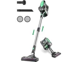 DYNA® 6-in1 Steelstofzuiger Zonder Zak op Accu - Steelstofzuiger Draadloos Uitschuifbaar - Kruimeldief Snoerloos best Verkocht 25KPA – Zwart/Groen - 17cm x 8cm x 10cm