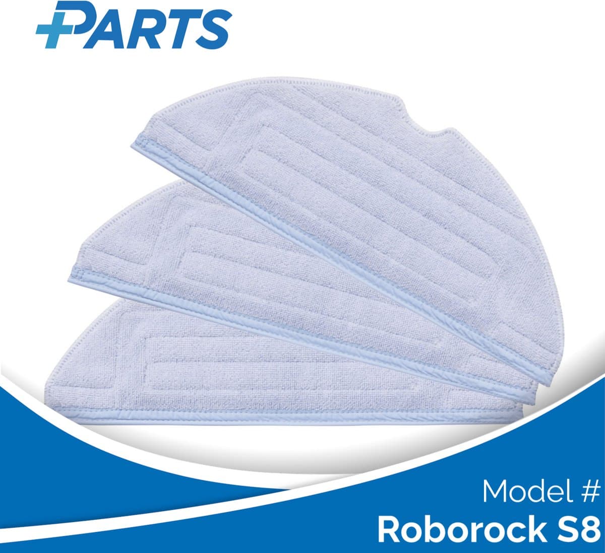 Roborock S8 Dweilpads (3 Stuks, Plus.Parts® alternatief voor 8.02.0081) — afbeelding 1
