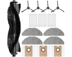 15 stuks - Accessoire-vervanging geschikt voor Tapo RV20 Max Plus/Tapo RV20 Max/Tapo RV30 Max Plus/Tapo RV30 Max stofzuiger - reserveonderdeel, 1 hoofdborstel, 4 reinigingsdoeken, 3 stofzakken, 4 zijborstels, 3 HEPA-Filters