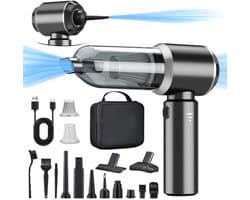 2-in-1 handstofzuiger accu, 18000PA handstofzuiger, draadloos, autostofzuiger, sterk, 3 snelheden 200.000 tpm elektrische stofblazer persluchtspray voor het reinigen van auto, keuken, pc, bank, kantoo