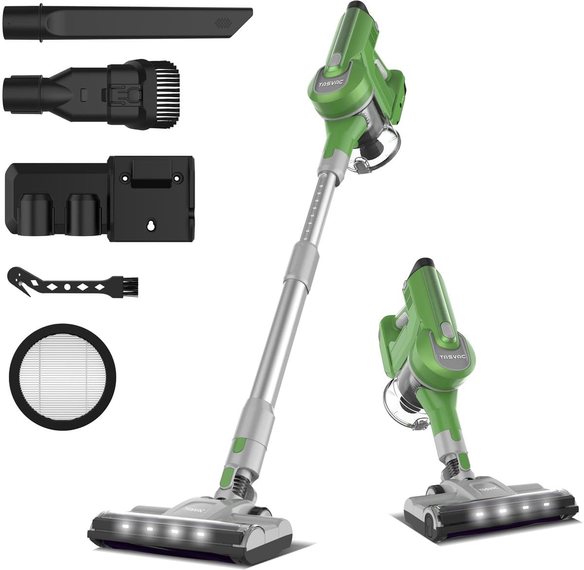 Groene Snoerloze Steelstofzuiger 260 W, 23 kPa, LED Display, Zachte Rolborstel, HEPA-filter, 50 min Gebruiksduur, Draadloze Stofzuiger met Afneembare Accu, voor Harde Vloeren, Tapijt en Dierenharen — afbeelding 1